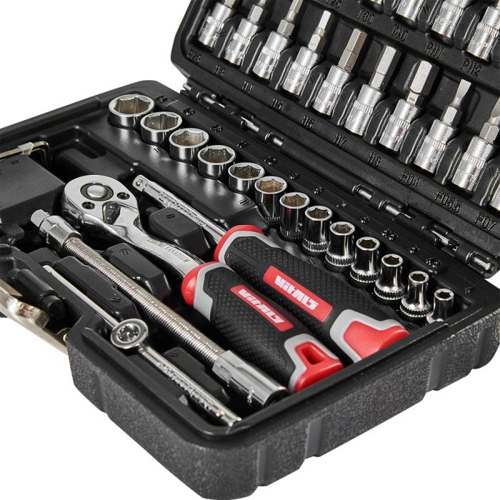 Набор головок торцевых с трещоткой 1/4″ 46 предметов Vitals Master