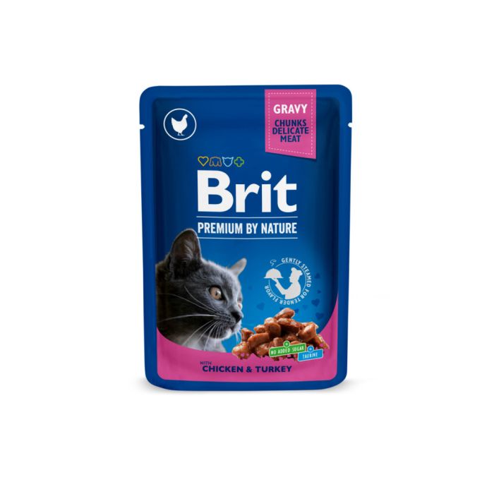 Корм вологий Brit Premium Cat Family Plate pouches набір паучів сімейна тарілка для котів асорті 4 смаки 100 г х 12 шт.