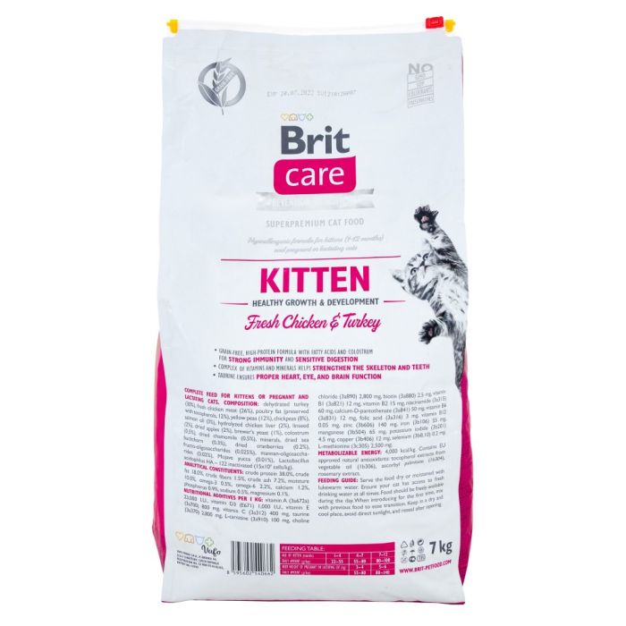 Корм сухий Brit Care Cat Grain Free Kitten Healthy Growth and Development для кошенят для здорового зростання та розвитку 7