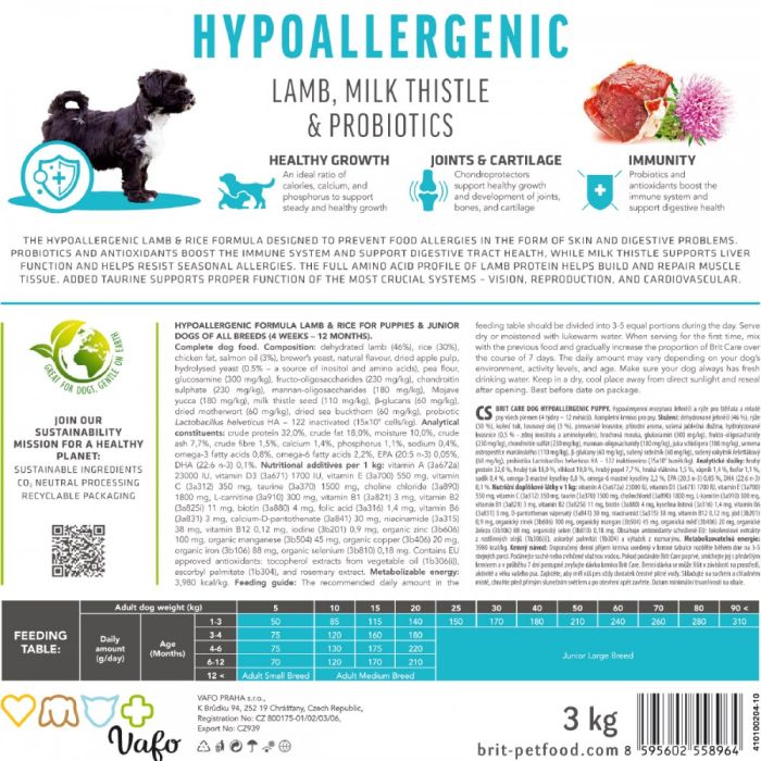 Корм сухий Brit Care Dog Hypoallergenic Puppy для цуценят гіпоалергенний з ягням 1 кг