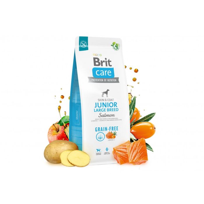 Корм сухий Brit Care Dog Grain-free Junior Large Breed для молодих собак великих порід беззерновий з лососем 3 кг