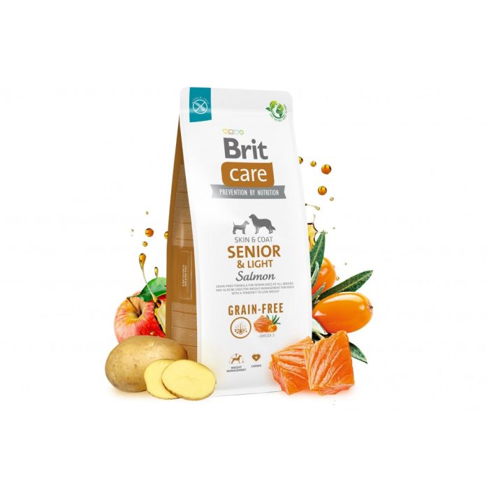 Корм сухий Brit Care Dog Grain-free Senior and Light для старіючих собак беззерновий з лососем 1 кг