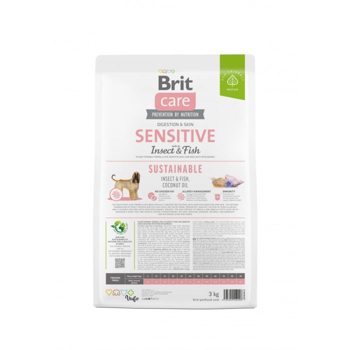 Корм сухий Brit Care Dog Sustainable Sensitive для собак з чутливим травленням з рибою та комахами 3 кг