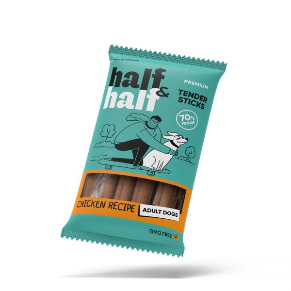 Ласощі HalfHalf м ясні палички для собак, з куркою 100 г