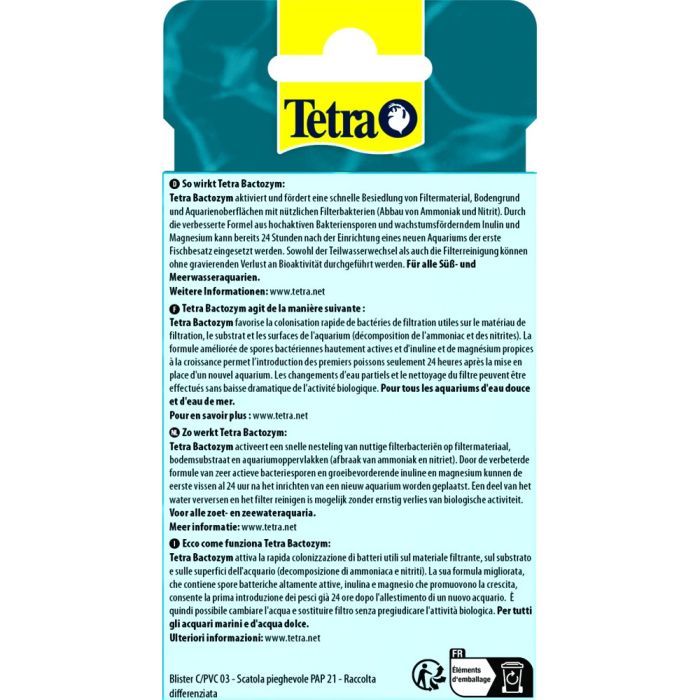 Засіб Tetra Bactozym для акваріума для стабілізації біологічної рівноваги 10 таблеток на 1000 л