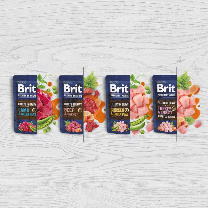 Корм вологий Brit Premium Fillets in Gravy Chicken & Green Peas для собак малих порід філе в соусі курка і зелений горошок 8