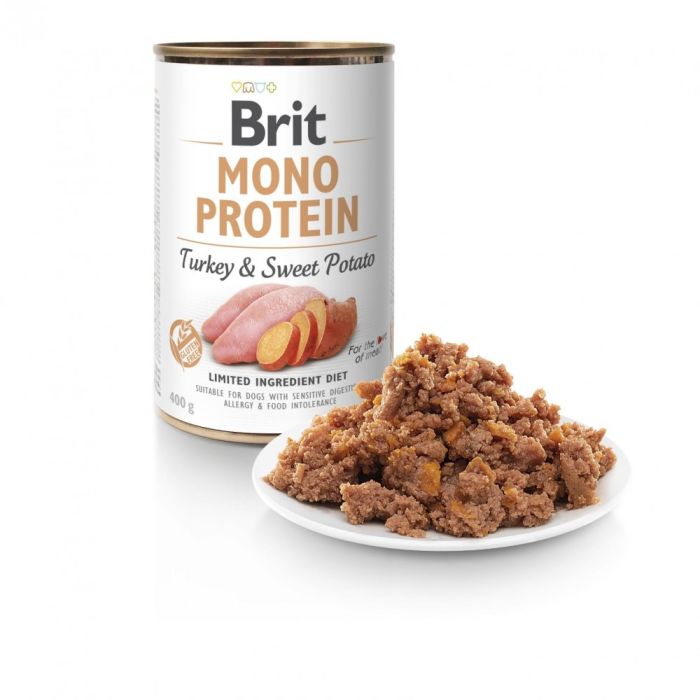 Корм вологий Brit Mono Protein Turkey and Sweet Potato для собак з індичкою та бататом 400 г