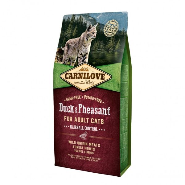 Корм сухий Carnilove Cat Hairball Controll для дорослих котів для виведення шерстяних грудочок з качкою та фазаном 6 кг