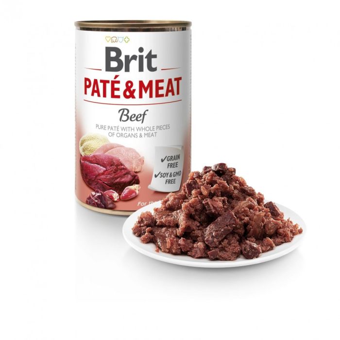 Корм вологий Brit Care Pate and Meat для дорослих собак з яловичиною та індичкою 400 г