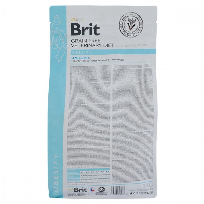 Корм сухий Brit Grain Free VetDiet Dog Obesity для собак для корекції ваги беззерновий з ягням індичкою та горохом 2 кг