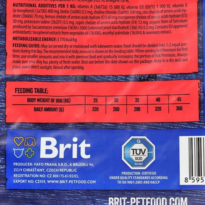 Корм сухий Brit Premium Dog Adult L для дорослих собак великих порід вагою 25-45 кг з куркою 15 кг