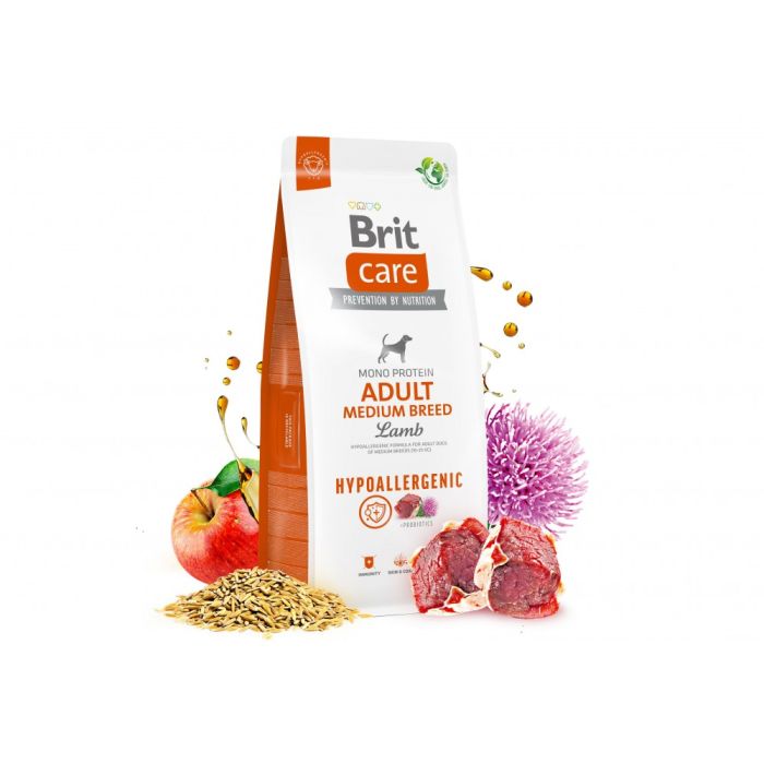Корм сухий Brit Care Dog Hypoallergenic Adult Medium Breed для собак середніх порід гіпоалергенний з ягням 12 кг