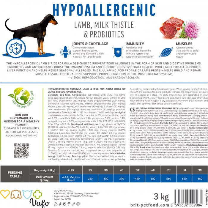 Корм сухий Brit Care Dog Hypoallergenic Adult Large Breed для собак великих порід гіпоалергенний з ягням 12 кг