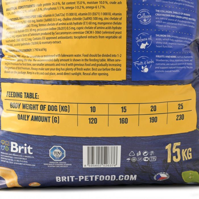 Корм сухий Brit Premium Dog Adult M для дорослих собак середніх порід вагою 10-25 кг з куркою 15 кг