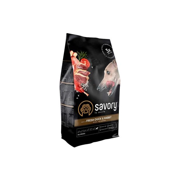 Корм сухий Savory Adult All Breeds rich in Fresh Duck and Rabbit для собак усіх порід зі свіжою качкою та кроликом 1 кг