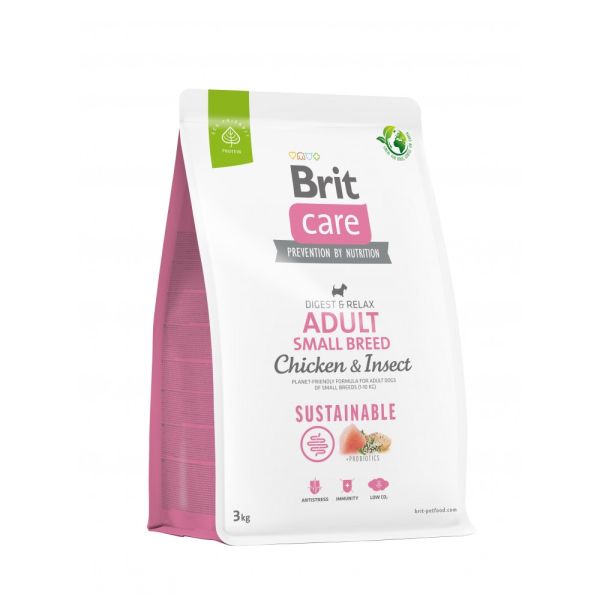 Корм сухий Brit Care Dog Sustainable Adult Small Breed для собак малих порід з куркою та комахами 3 кг