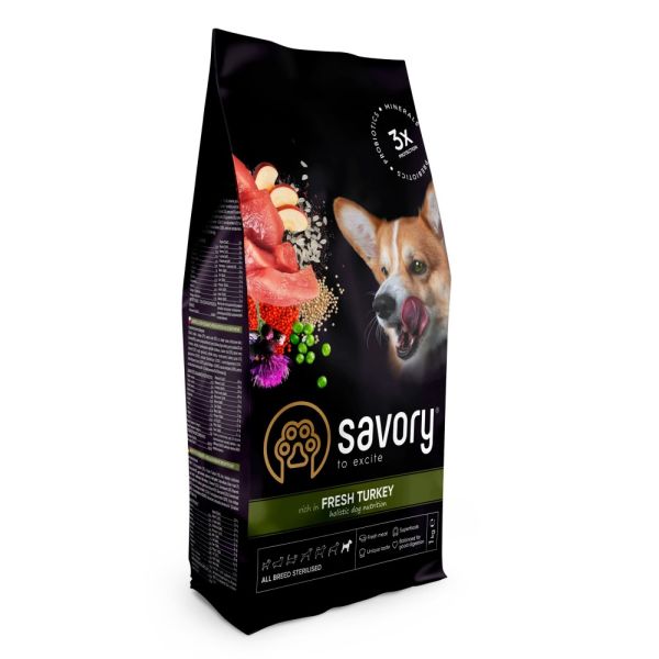 Корм сухий Savory All Breed Sterilised rich in Fresh Turkey для стерилізованих собак усіх порід зі свіжою індичкою 1 кг