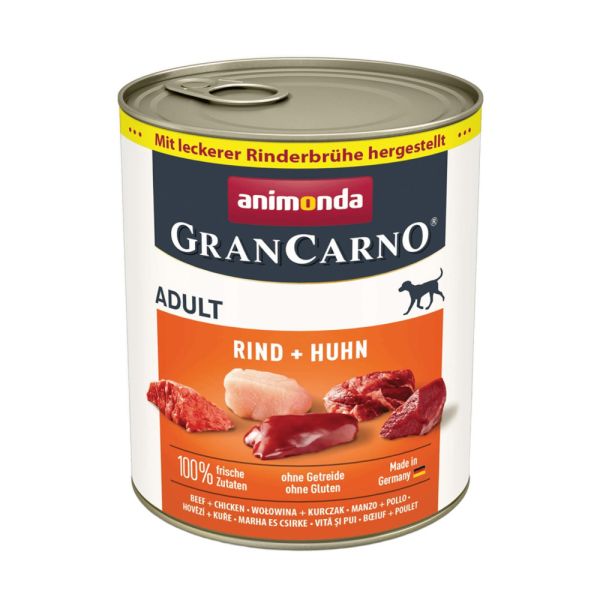 Корм вологий GranCarno Adult Beef Chicken для дорослих собак з яловичиною і куркою 800 г
