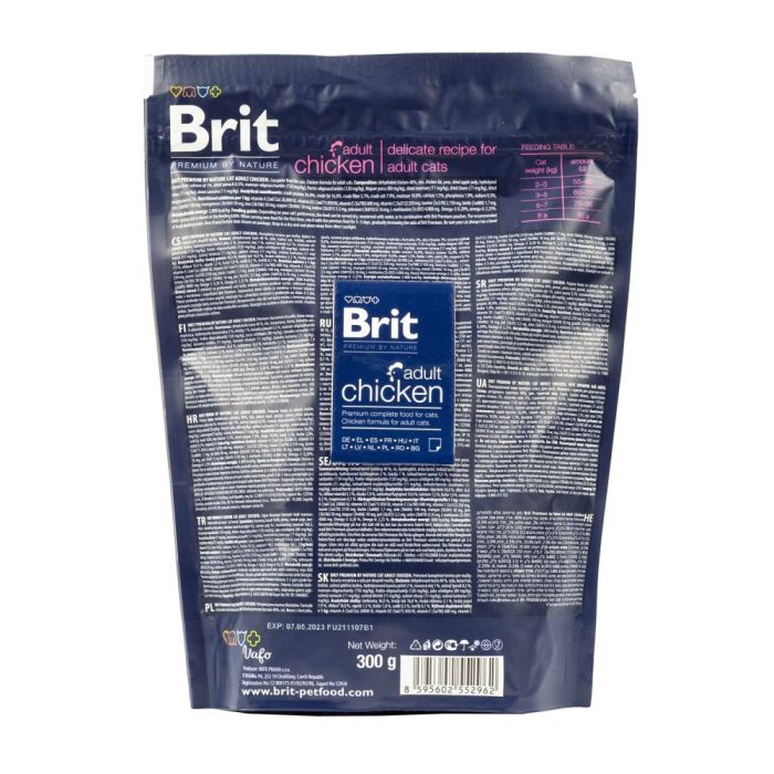 Корм сухий Brit Premium Cat by Nature Adult Chicken для дорослих котів з куркою 300 г