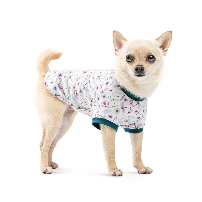 Футболка Pet Fashion Flora для собак бавовна трикотаж біла з квітковим принтом XS