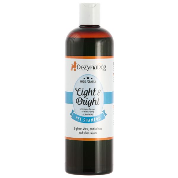 Шампунь Dezynadog Light Bright для посилення кольору білих срібних та кольорових порід собак додає блиск та  посилює колір 5