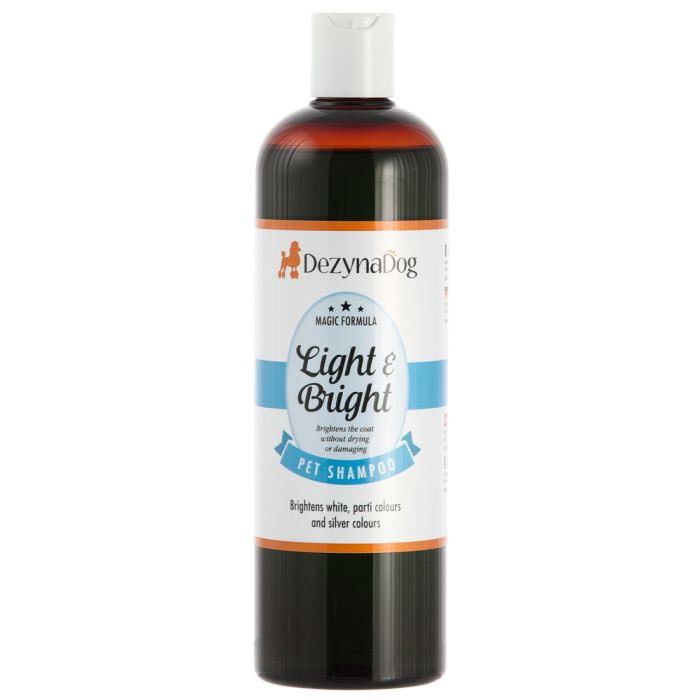 Шампунь Dezynadog Light Bright для посилення кольору білих срібних та кольорових порід собак додає блиск та  посилює колір 5