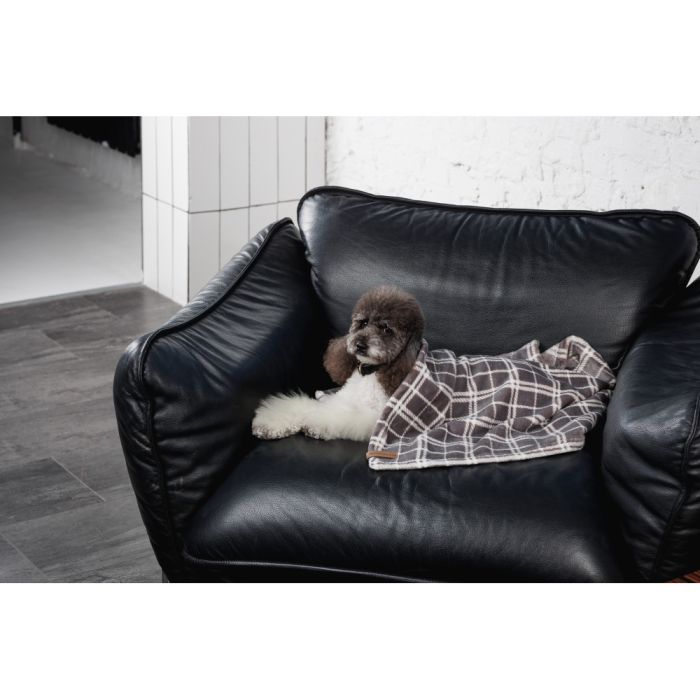 Плед Pet Fashion Bliss 2 для собак і котів плюш сірий картатий 70,5х94 см