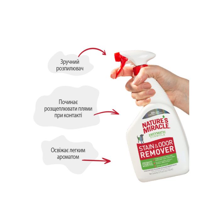 Засіб 8in1 Nature_s Miracle Dog Stain and Odor Remover Spray для усунення плям та запахів від собак 709 мл