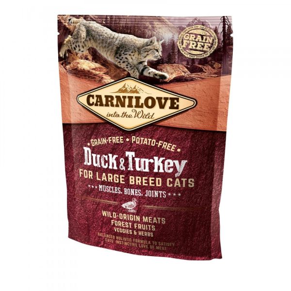 Корм сухий Carnilove Cat Large Breed для дорослих котів великих порід з качкою та індичкою 400 г