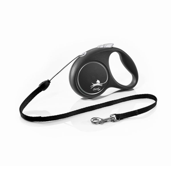 Повідець-рулетка Flexi для собак Black Design трос чорна розмір S 5 м/12 кг