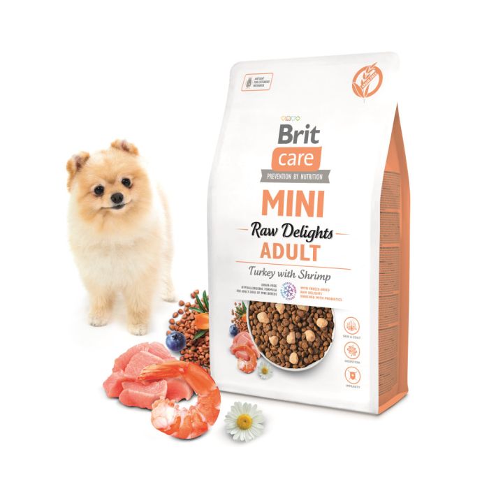 Корм сухий Brit Care Mini Raw Delights Turkey with Shrimp д/собак малих порід індичка з креветкою 2 кг