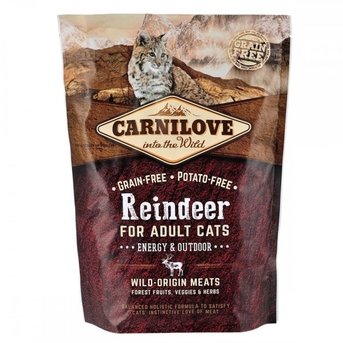 Корм сухий Carnilove Cat Energy and Outdoor для дорослих активних котів з північним оленем 400 г