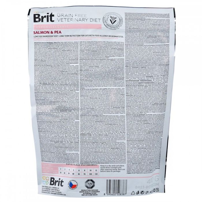 Корм сухий Brit Grain Free VetDiet Cat Hypoallergenic для котів з харчовою алергією та непереносимістю з лососем та горохом