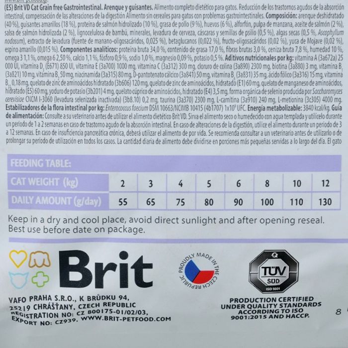Корм сухий Brit Grain Free VetDiet Cat Gastrointestinal для котів при порушенні травлення з оселедцем лососем яйцем та горох