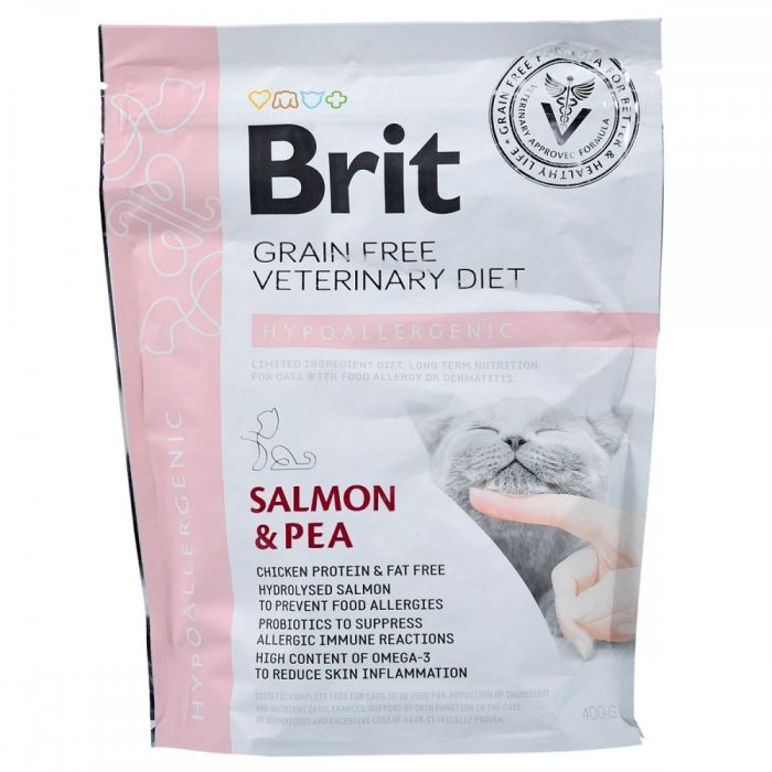 Корм сухий Brit Grain Free VetDiet Cat Hypoallergenic для котів з харчовою алергією та непереносимістю з лососем та горохом