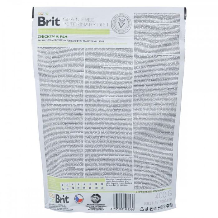 Корм сухий Brit Grain Free VetDiet Cat Diabetes для котів з цукровим діабетом беззерновий з куркою та горохом 400 г