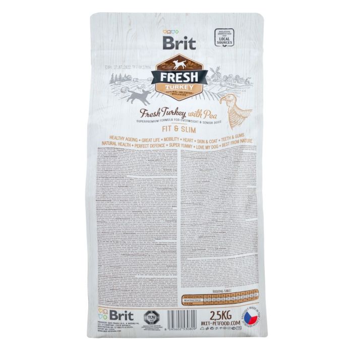 Корм сухий Brit Fresh Turkey/Pea Fit and Slim для собак похилого віку і зайвою вагою з індичкою та горохом 2,5 кг