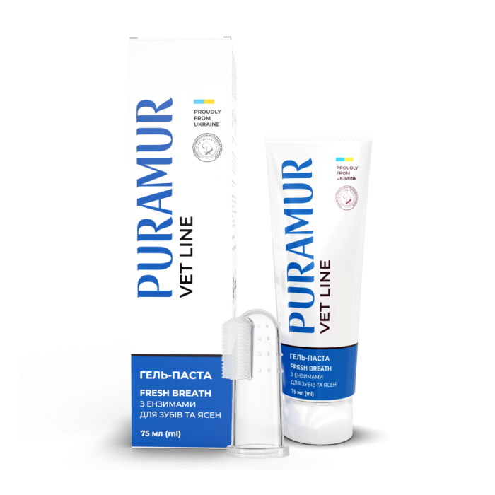 Гель-паста PURAMUR Fresh Breath для собак та котів з ензимами для догляду за зубами та яснами 75 мл