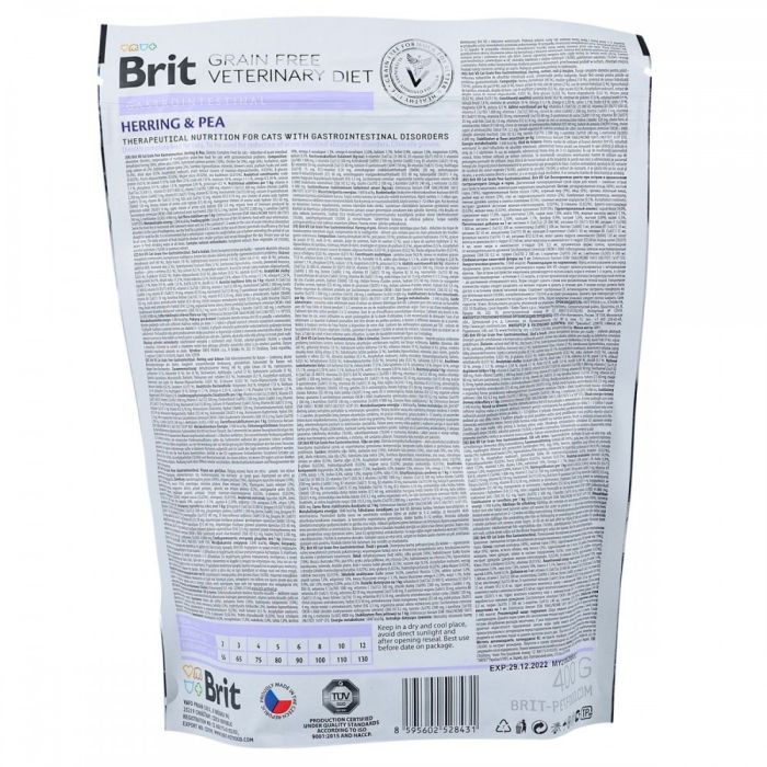 Корм сухий Brit Grain Free VetDiet Cat Gastrointestinal для котів з порушеним травленням з оселедцем лососем яйцем та горохо