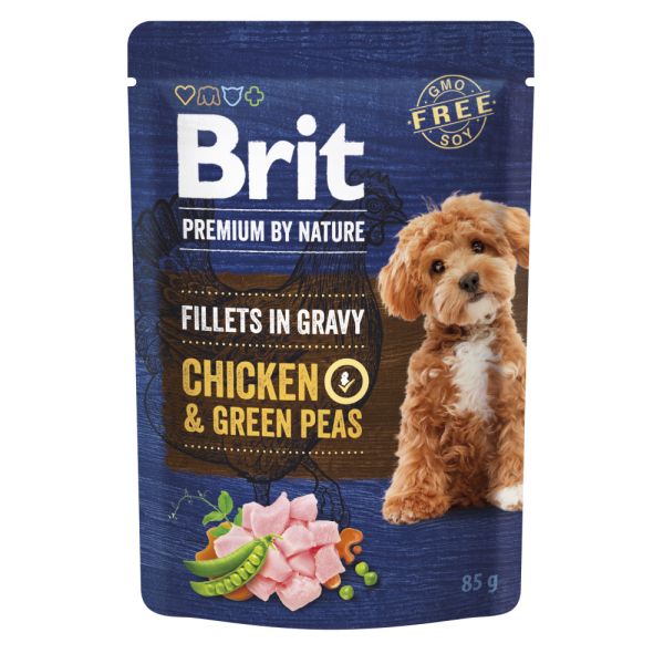Корм вологий Brit Premium Fillets in Gravy Chicken & Green Peas для собак малих порід філе в соусі курка і зелений горошок 8