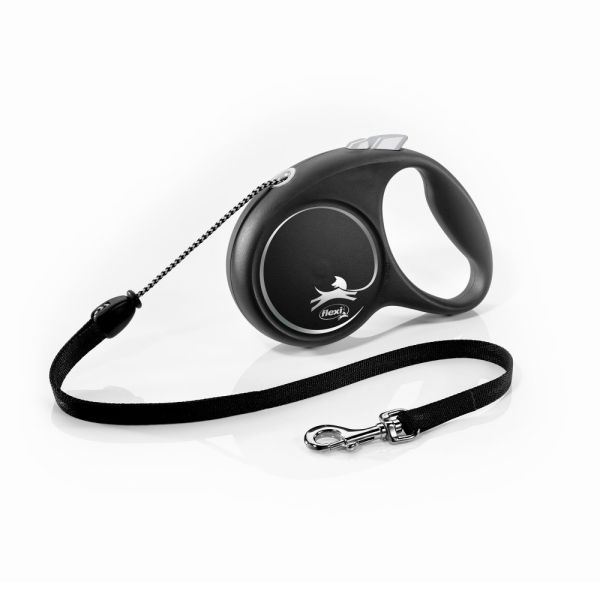 Повідець-рулетка Flexi для собак Black Design трос чорна розмір M 5 м/20 кг