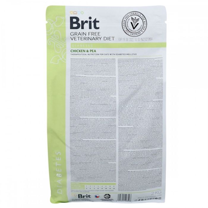 Корм сухий Brit Grain Free VetDiet Cat Diabetes для котів з цукровим діабетом беззерновий з куркою та горохом 2 кг
